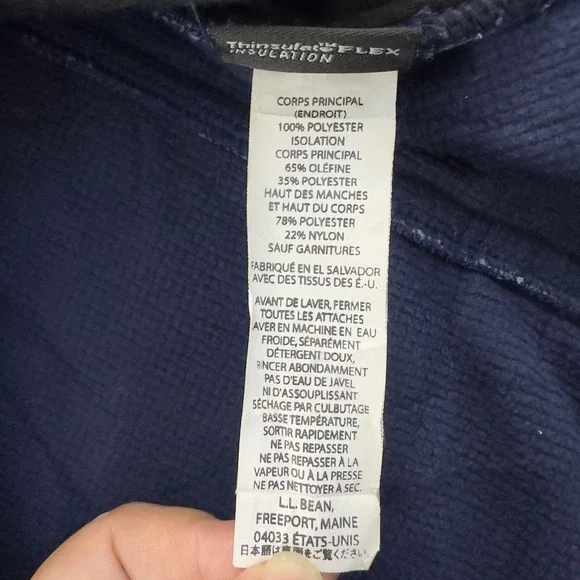 L.L. Bean Men's Full Zip Fleece Jacket Blue Size Large‎ Polyester Nylon Blend - Picture 8 of 9